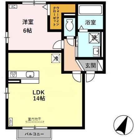 コージイ コート B(1LDK/1階)の間取り写真