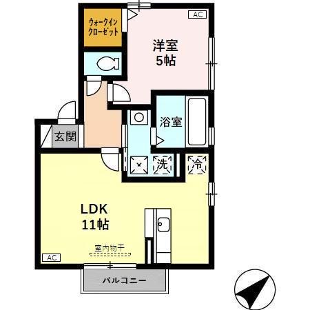 グランモア窪(1LDK/1階)の間取り写真