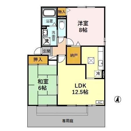 セジュール楓B(2LDK/1階)の間取り写真