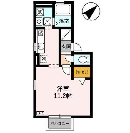 UNDINE(ワンルーム/1階)の間取り写真