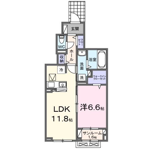 ヴィラアミング Ⅲ(1LDK/1階)の間取り写真