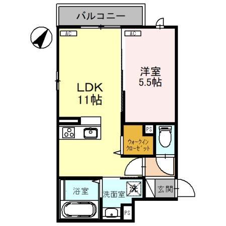 DーRESIDENCE諸江町CORAZON(1LDK/2階)の間取り写真