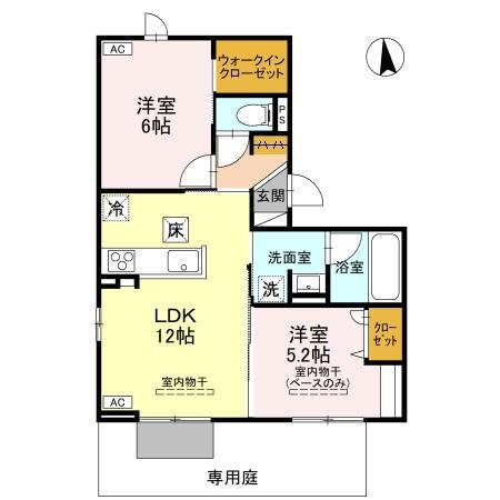 DR長坂台HERZ(2LDK/1階)の間取り写真