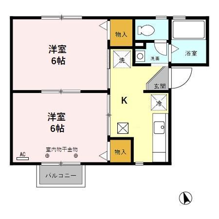 リオン21(2K/1階)の間取り写真