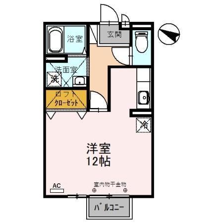 BLANCHEUR(1K/2階)の間取り写真