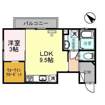 メゾンASAHI(1LDK/3階)の間取り写真