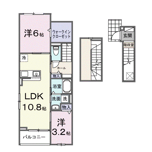 セレーノ(2LDK/3階)の間取り写真