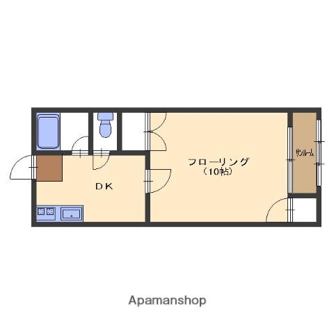 インフィールド(1DK/1階)の間取り写真