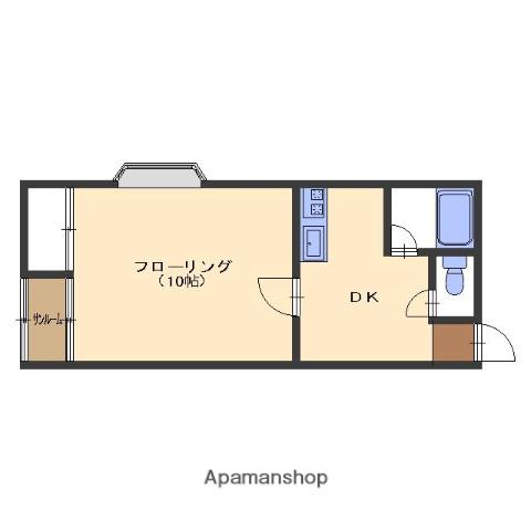 インフィールド(1DK/1階)の間取り写真