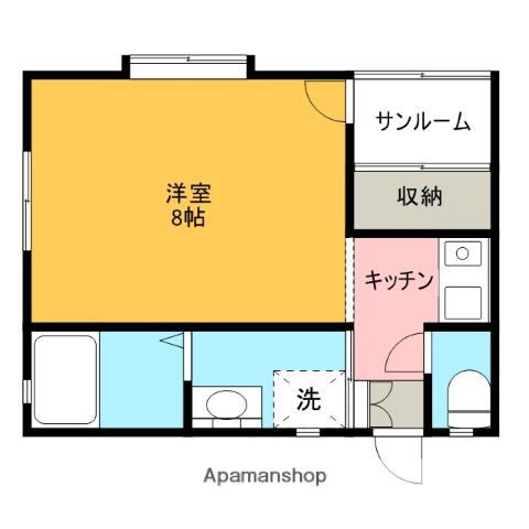 ウィラスA棟(1K/1階)の間取り写真
