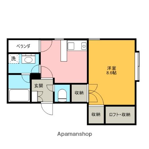 グレースヒル(1DK/2階)の間取り写真