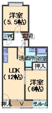 メゾン伊藤(2LDK/1階)の間取り写真