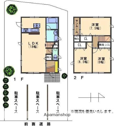 ＩＲいしかわ鉄道 金沢駅 バス乗車時間：34分 田上１丁目バス停で下車 徒歩3分 2階建 築17年(3LDK)の間取り写真