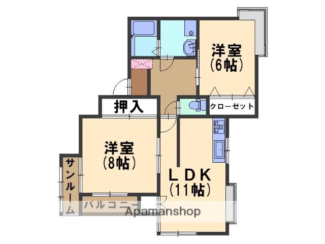 グローバル泉野(2LDK/3階)の間取り写真