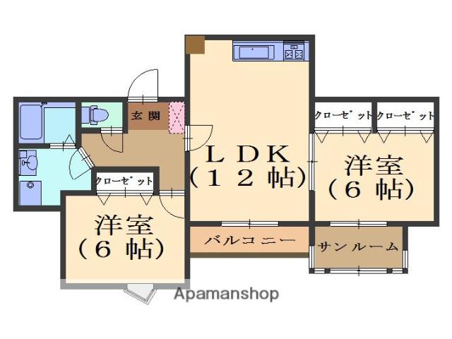 エトワール赤坂(2LDK/1階)の間取り写真