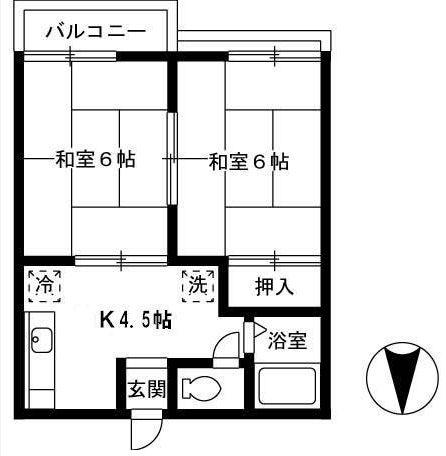 コーポロジュマン(2K/1階)の間取り写真