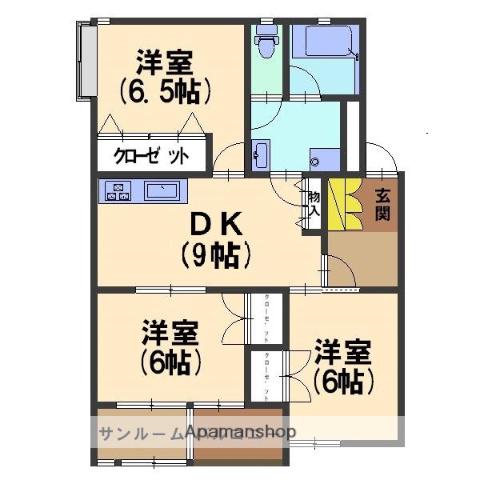 ホワイトコテージ(3DK/2階)の間取り写真