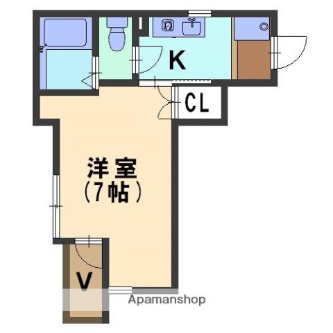 エトワール笠舞(1K/2階)の間取り写真