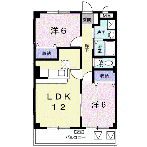 グランロード(2LDK/4階)の間取り写真