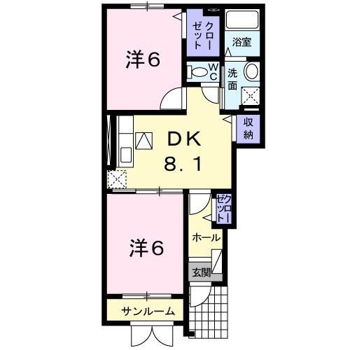 モンソレイユⅣ(2DK/1階)の間取り写真