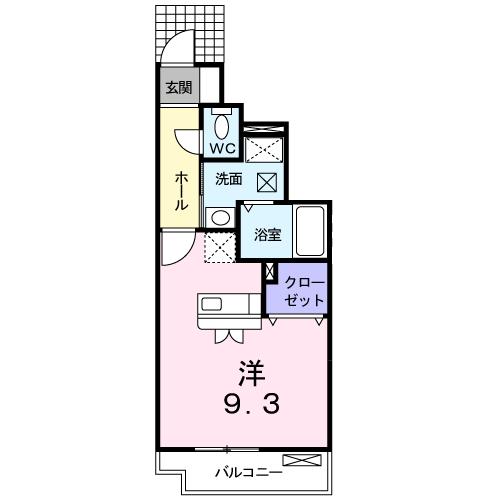 リバーサイド錦丘(ワンルーム/1階)の間取り写真