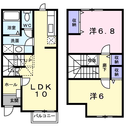 ニューローレル1(2LDK/1階)の間取り写真