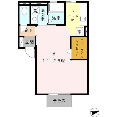 エクセレント(ワンルーム/1階)の間取り写真