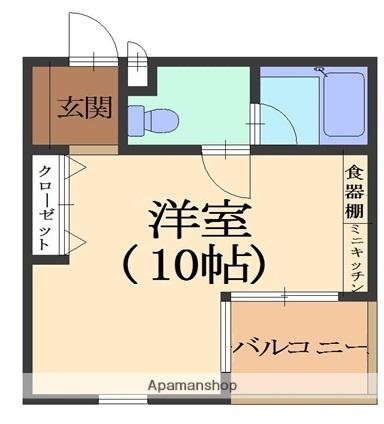 オークヴィラ(ワンルーム/3階)の間取り写真