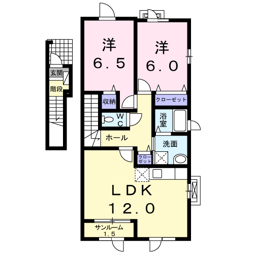 ニューフォレストA(2LDK/2階)の間取り写真