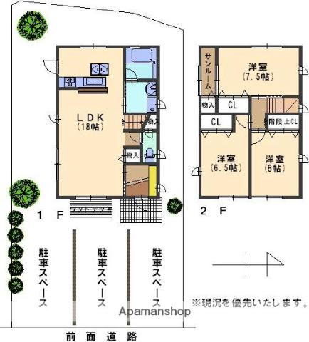 ＩＲいしかわ鉄道 金沢駅 バス乗車時間：34分 田上１丁目バス停で下車 徒歩3分 2階建 築17年(3LDK)の間取り写真