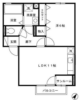 D-オアゾ(1LDK/2階)の間取り写真