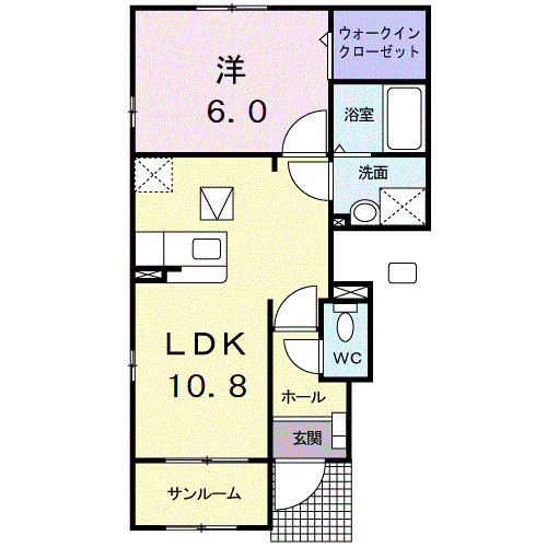 デルニエシュマンⅠ(1LDK/1階)の間取り写真