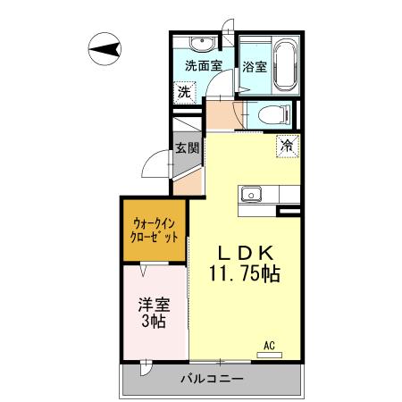 OTTS K2(1LDK/1階)の間取り写真