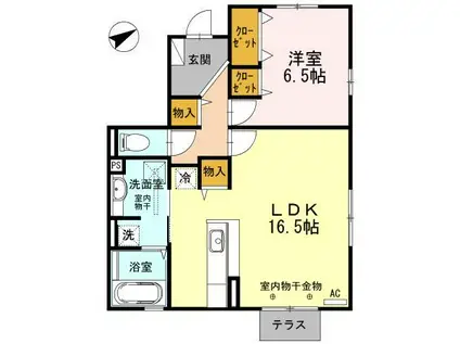 ラ・ファミーユ野田(1LDK/1階)の間取り写真