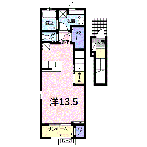 エトワールⅠ(ワンルーム/2階)の間取り写真