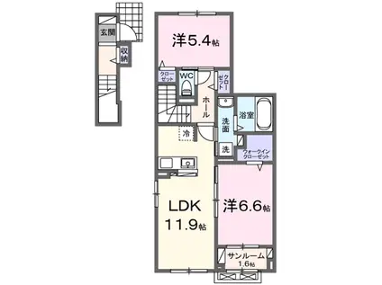 セージ1ST(2LDK/2階)の間取り写真