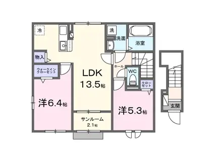 HANAIKE(2LDK/2階)の間取り写真