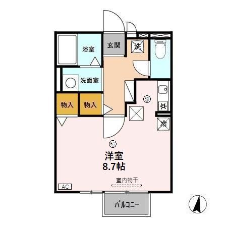 ボンヌシャンスⅡ(ワンルーム/1階)の間取り写真