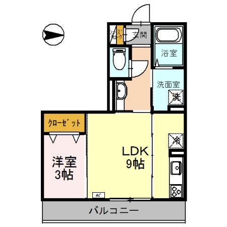 ESPOIR7(1LDK/3階)の間取り写真