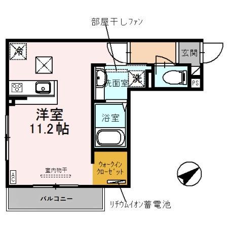 グランヴィル(ワンルーム/1階)の間取り写真