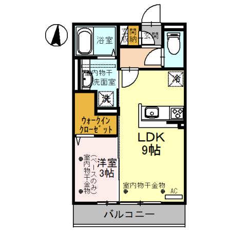 PARIS(1LDK/3階)の間取り写真