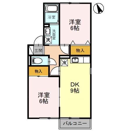 セジュール長坂台(2DK/2階)の間取り写真