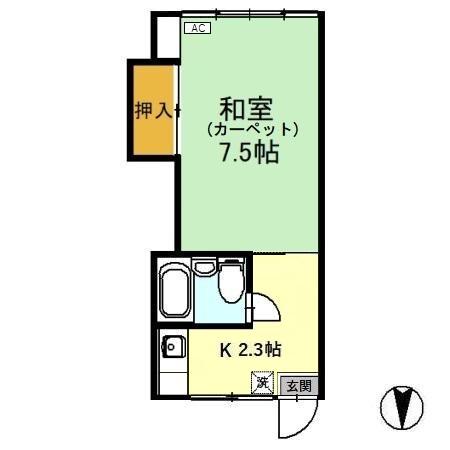 サンハイツ(1K/2階)の間取り写真