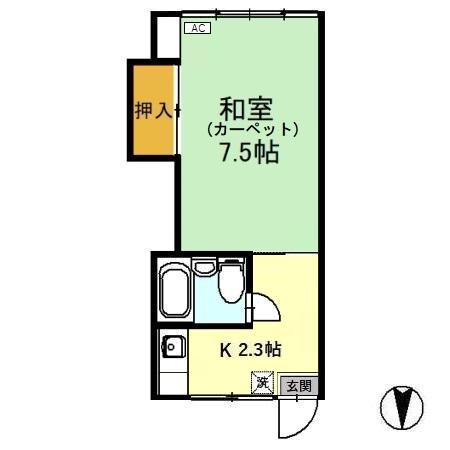 サンハイツ(1K/2階)の間取り写真