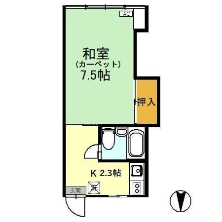 サンハイツ(1K/2階)の間取り写真