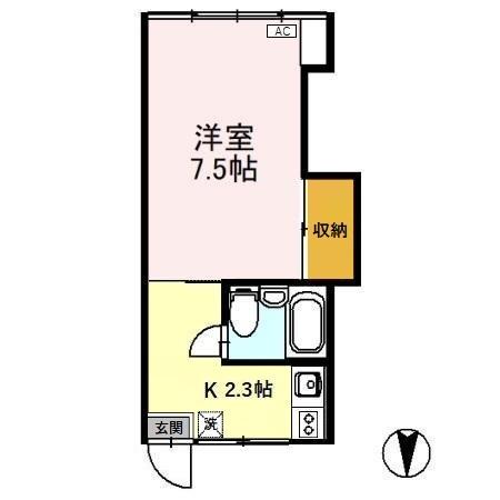 サンハイツ(1K/1階)の間取り写真