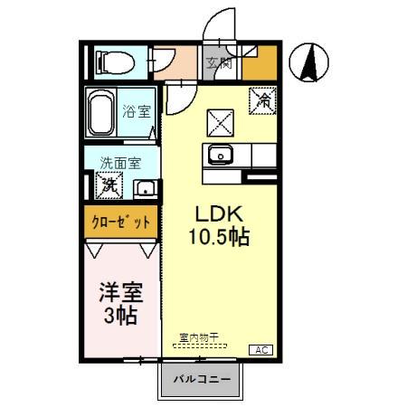 タンジェリンコート(1LDK/1階)の間取り写真