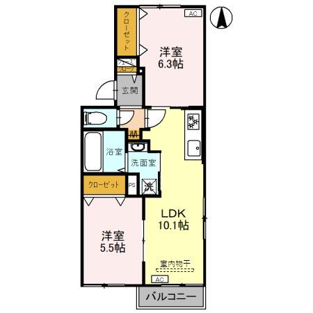ウエスタンパーク8(2LDK/2階)の間取り写真