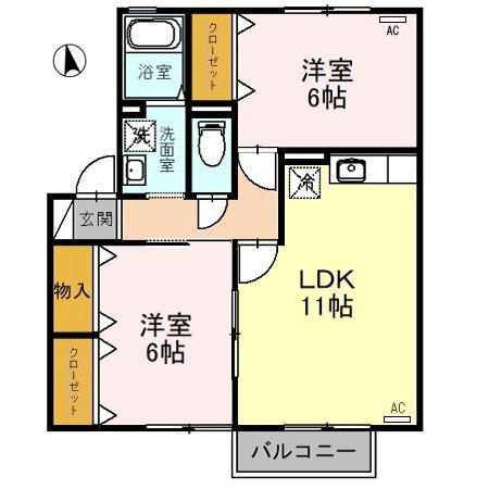 BON VILLAGEA(2LDK/2階)の間取り写真