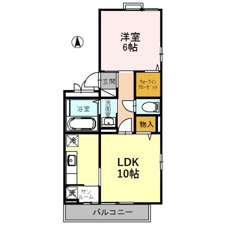 カメリア21 A(1LDK/2階)の間取り写真